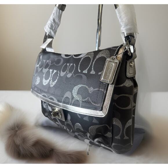 Coach Shoulder Penelope Sig Flap Bag F20461 NWT Rare Discontinued Grey/Silver - Picture 6 of 14
